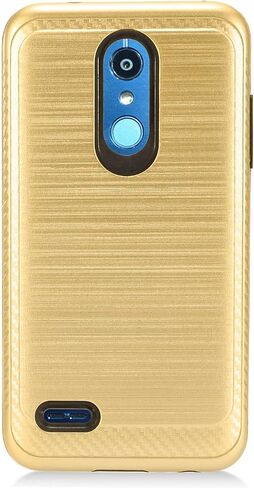 LG K30 LM-X410, Phoenix Plus X410AS, Harmony 2, Premier Pro LTE L413DL - Brushed Style Hybrid Case + Tempered Glass Screen Protector - CS4 Silver in Saudi Arabia
