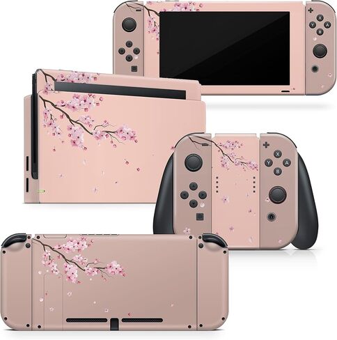Tacky Design Flowers Japanese Cherry Blossom Skin Compatible with Nintendo Switch Skin - Premium Vinyl 3M Beige Stickers Set - Switch Skin Compatible with Joy Con, Console, Dock,- Decal Full Wrap in Saudi Arabia