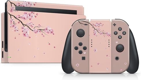 Tacky Design Flowers Japanese Cherry Blossom Skin Compatible with Nintendo Switch Skin - Premium Vinyl 3M Beige Stickers Set - Switch Skin Compatible with Joy Con, Console, Dock,- Decal Full Wrap in Saudi Arabia