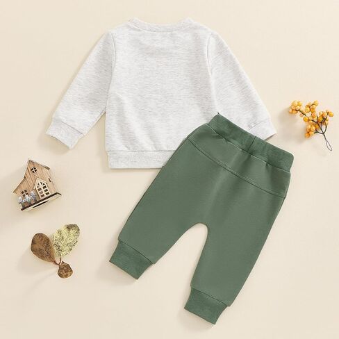 Kayotuas Toddler Baby Boy Farm Clothes Fall Outfits Tractor Print Long Sleeve Sweatshirt Tops and Pants 2 Piece Clothing Set in Saudi Arabia