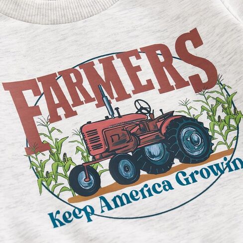 Kayotuas Toddler Baby Boy Farm Clothes Fall Outfits Tractor Print Long Sleeve Sweatshirt Tops and Pants 2 Piece Clothing Set in Saudi Arabia
