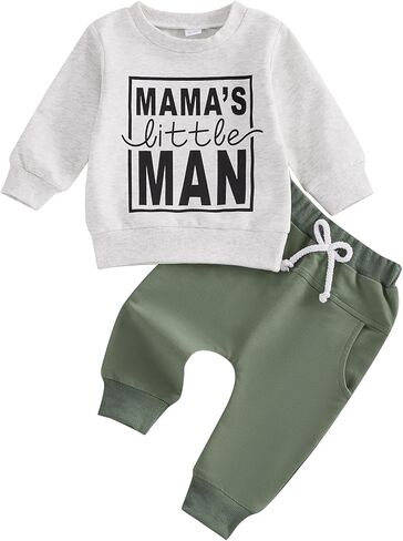Toddler Newborn Baby Boy Outfit Long Sleeve Little Dude Print Sweatshirt Top Long Pants Infant Fall Winter 2PCS in Kuwait