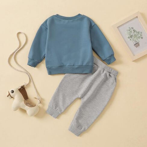 Toddler Newborn Baby Boy Outfit Long Sleeve Little Dude Print Sweatshirt Top Long Pants Infant Fall Winter 2PCS in Saudi Arabia