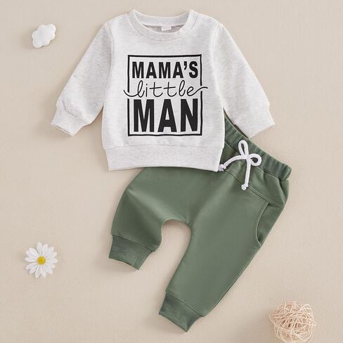Toddler Newborn Baby Boy Outfit Long Sleeve Little Dude Print Sweatshirt Top Long Pants Infant Fall Winter 2PCS in Kuwait