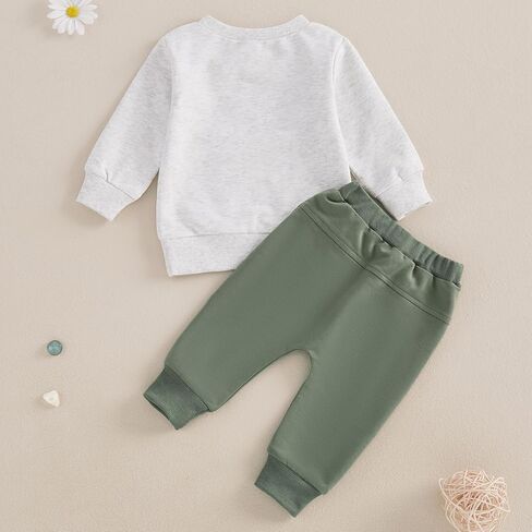 Toddler Newborn Baby Boy Outfit Long Sleeve Little Dude Print Sweatshirt Top Long Pants Infant Fall Winter 2PCS in Kuwait