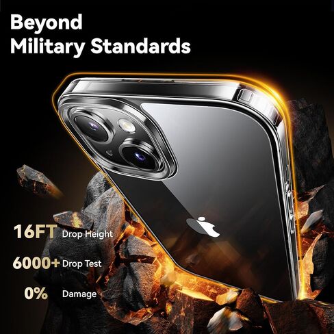 Diamond Clear for iPhone 14 Plus Case with 2X Screen Protector + 2X Camera Lens Protector, [Not Yellowing][Military-Grade Protection] Slim Thin Shockproof Phone Case for 14 Plus, Clear in Saudi Arabia
