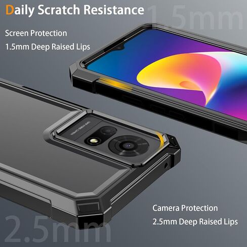 for TCL K24 Phone Case T434D + Tempered Glass Screen Protector,Electroplated PC Front Frame Soft TPU Transparent Back Cover,Lmpact Airbags Protective Case Cover for TCL K24 (Blue) in Saudi Arabia