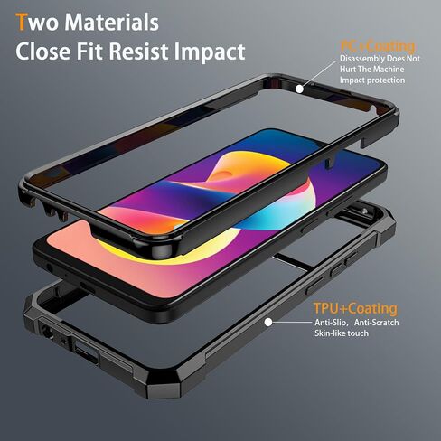for TCL K24 Phone Case T434D + Tempered Glass Screen Protector,Electroplated PC Front Frame Soft TPU Transparent Back Cover,Lmpact Airbags Protective Case Cover for TCL K24 (Blue) in Saudi Arabia