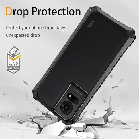 for TCL K24 Phone Case T434D + Tempered Glass Screen Protector,Electroplated PC Front Frame Soft TPU Transparent Back Cover,Lmpact Airbags Protective Case Cover for TCL K24 (Blue) in Saudi Arabia