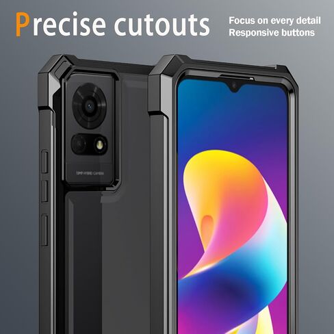 for TCL K24 Phone Case T434D + Tempered Glass Screen Protector,Electroplated PC Front Frame Soft TPU Transparent Back Cover,Lmpact Airbags Protective Case Cover for TCL K24 (Blue) in Saudi Arabia