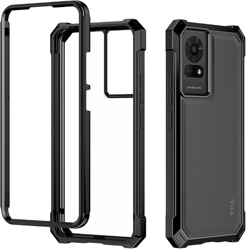 for TCL K24 Phone Case T434D + Tempered Glass Screen Protector,Electroplated PC Front Frame Soft TPU Transparent Back Cover,Lmpact Airbags Protective Case Cover for TCL K24 (Blue) in Saudi Arabia