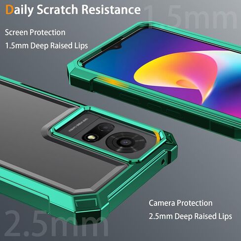 for TCL K24 Phone Case T434D + Tempered Glass Screen Protector,Electroplated PC Front Frame Soft TPU Transparent Back Cover,Lmpact Airbags Protective Case Cover for TCL K24 (Blue) in Kuwait