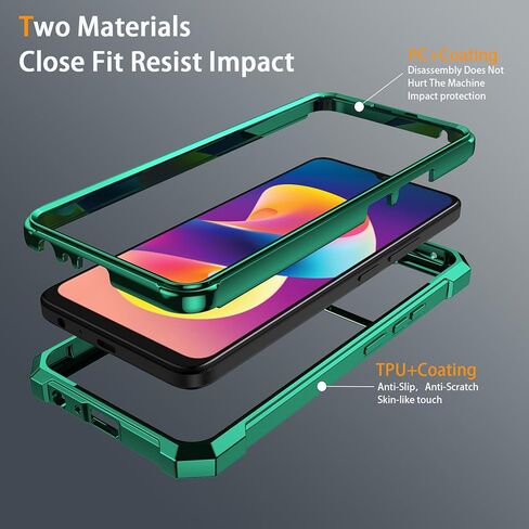 for TCL K24 Phone Case T434D + Tempered Glass Screen Protector,Electroplated PC Front Frame Soft TPU Transparent Back Cover,Lmpact Airbags Protective Case Cover for TCL K24 (Blue) in Kuwait