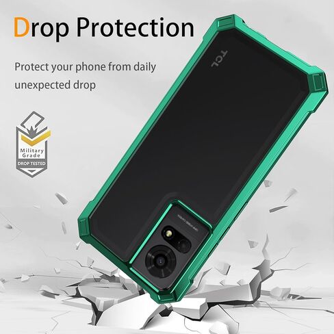 for TCL K24 Phone Case T434D + Tempered Glass Screen Protector,Electroplated PC Front Frame Soft TPU Transparent Back Cover,Lmpact Airbags Protective Case Cover for TCL K24 (Blue) in Kuwait