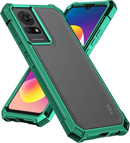 for TCL K24 Phone Case T434D + Tempered Glass Screen Protector,Electroplated PC Front Frame Soft TPU Transparent Back Cover,Lmpact Airbags Protective Case Cover for TCL K24 (Blue) in Kuwait