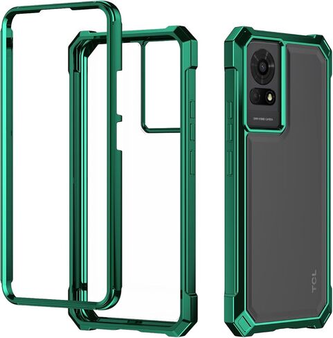 for TCL K24 Phone Case T434D + Tempered Glass Screen Protector,Electroplated PC Front Frame Soft TPU Transparent Back Cover,Lmpact Airbags Protective Case Cover for TCL K24 (Blue) in Kuwait