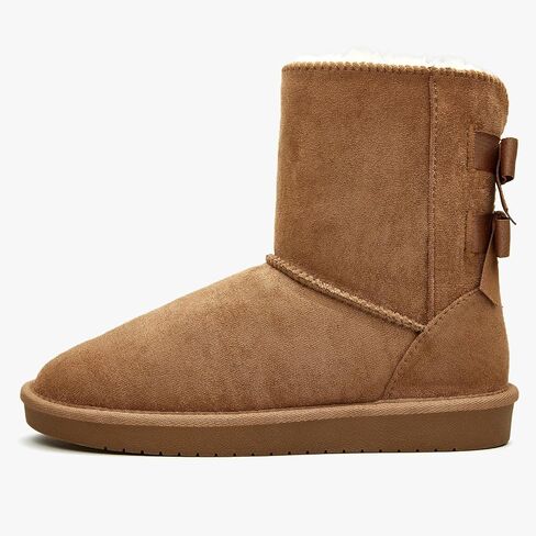 Women's Winter Snow Boots Mid-Calf Faux Suede Slip-On with Soft Faux Fur Lining in Saudi Arabia
