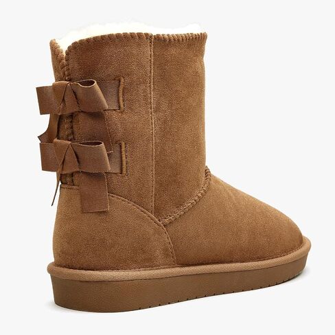 Women's Winter Snow Boots Mid-Calf Faux Suede Slip-On with Soft Faux Fur Lining in Saudi Arabia