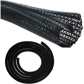 10ft - 1/2 inch PET Expandable Braided Sleeving Alex Tech Braided Cable Sleeve Cord Protector Wire Loom Tubing Cable Sleeve Split Sleeving for Power Cord Audio Video Cable Protect Cat from Chewing