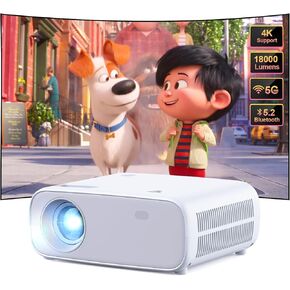 جهاز عرض مزود بتقنية 5G Wifi Bluetooth، جهاز عرض صغير يدعم 4K أصلي 1080P، جهاز عرض خارجي محمول 18000 لتر بحد أقصى 200 بوصة، جهاز عرض أفلام فيديو متوافق مع iOS/Android/HDMI/USB/الكمبيوتر المحمول in Kuwait