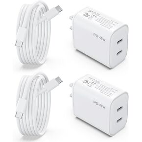 iPhone 15 16 Charger, 2 Pack 40W USB C Charger Dual Port Fast Charging Block (2-Pack 6 ft USB C to C Cable Cord Included) for iPhone 16 15 Pro Max/15Pro/15/15Plus,iPad