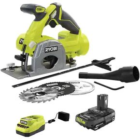 RYOBI ONE+ 18V Cordless 3-3/8 in. Multi Material Plunge Saw Kit with 2.0 Ah Battery and Charger