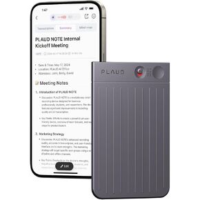 AI Voice Recorder, PLAUD Note Voice Recorder w/Case, App Control, Transcribe & Summarize Empowered by ChatGPT, Support 57 Languages, 64GB Memory, Audio Recorder for Calls, Meetings, Interviews, Black