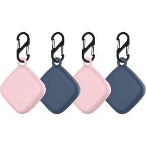 [4 Pack] Case for Tile Mate Tracker 2022 with Waterproof Cover, Soft Silicone Skin Full Body Protective Cover with Carabiner Accessories (Pink Blue)