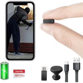 【Free 64G】 Smallest Wireless WiFi Camera,HD1080P Battery Dome Surveillance Camera with Video Recording Live Feed,Night Vision,Motion Detection, Remote Viewing for Security with iOS Android APP