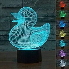 3D Duck Night Light Lamp Illusion Night Light 7 Color Changing Touch Switch Table Desk Decoration Lamps Gift with Acrylic Flat ABS Base USB Cable Toy (Bus)