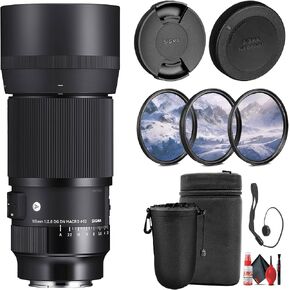 Sigma 105mm f/2.8 DG DN Macro Art Lens for Sony E (260965) Bundle: Lens Case, Lens Pouch, Front and Rear Lens Caps, 3-Piece Filter Kit, Lens Cap Keeper