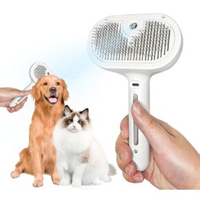 Spray Cat Brush for Shedding - Remove Static Flying Hair - Suitable for Long and Short Hair Dogs and Cats - 2 in1 Cat Steamy Brush- Cat Grooming Brush with Steam and Cleanser (Green)