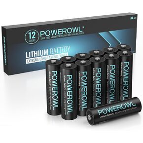POWEROWL Lithium AA Batteries 4 Count, 1.5V High Capacity Long Lasting Power Double A Battery【Non-Rechargeable】