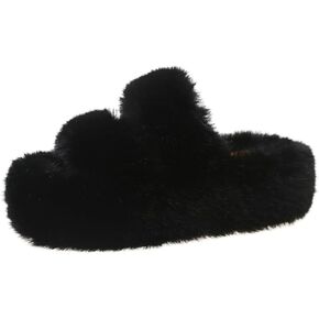 Harssidanzar Womens Fuzzy Comfy Faux Fur House Slippers Shoes,Furry Slides,Slip On Slipper For Women's KL505US
