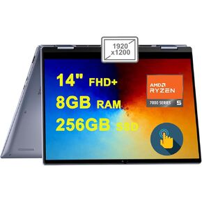 Dell Inspiron 14 7435 2-in-1 Laptop 14" FHD+ ComfortView Touchscreen AMD Hexa-core Ryzen 5 7530U Processor (>i7-1255U) 8GB RAM 256GB SSD Backlit Fingerprint FHD Webcam ExpressCharge Win11 Silver