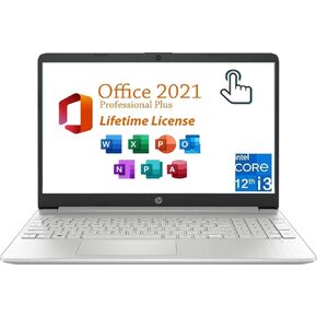 HP 15.6" Business and Student Laptop, Free Microsoft Office 2021 with Lifetime License, HD Touchscreen Display, Intel 6-Core i3-1215U 4.4 GHz,8GB RAM, 256GB PCIe SSD, WiFi Windows 11 Pro, Silver