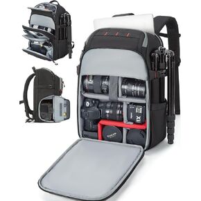 BAGSMART Camera Backpack for Photographers, Professional Camera Bag Backpack Fits up to 15.6" Laptop, Anti-theft DSLR/Drones/Tripod Backpack, Black