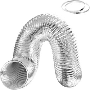 Flexible 8-Inch Aluminum Ducting, Dryer Vent Hose, Heavy-Duty Three-Layer Protection, 25-Feet Long for Heating Cooling Ventilation and Exhaust, Silver