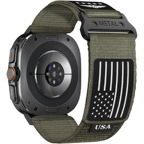 Rugged Nylon Band for Galaxy Watch Ultra Bands 47mm for Men Women,One Click No Gap Fabric Woven Wristbands Adjustable Sport Strap for Samsung Galaxy Watch 7 Ultra Band 47 mm for Man