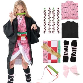Halloween Cosplay Costumes Kamado Kids Anime Kimono Halloween Cloak