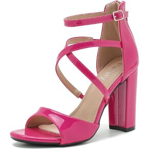 Women's Formal Strappy Sandal High Chunky Block Heel Ankle Strap Zip Up Heels