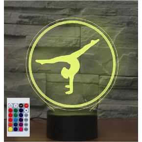 Night Light for Kids 3D Creative Gymnastics Led Lamp with Remote Control 16 Color Changing Xmas Birthday Gift for Child
