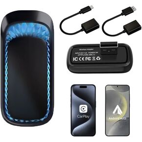 2 in1 Wireless Carplay and Android Auto Wireless Adapte, Stable Connection for Convert Factory Wired to Wireless CarPlay or Android Dongle Car for Phone, Plug Play Wireless Android Auto and Carplay