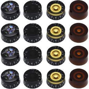 Samherome 5 Colors 20pcs Electric Guitar Knobs Top Hat Volume Tone Control Knobs Turning Speed Control Knob Vintage Pedal Control Knobs for Guitar Bass Replacement