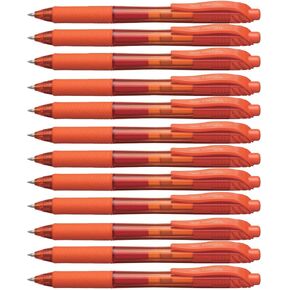 Pentel EnerGel-X Retractable Liquid Gel Pen (0.7mm) Metal Tip, Orange Ink, Box of 12 (BL107-F)