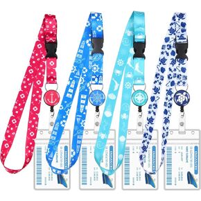 4 قطع من حبال الرحلات البحرية لبطاقات الشحن مع بطاقات الأمتعة، حبال رحلات بحرية قابلة للسحب مع حامل شارة تعريف مقاومة للماء وإكسسوارات أساسيات الرحلات البحرية in Kuwait