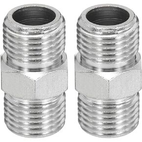 PATIKIL 1/8 to 1/4 Air Brush Hose Adapter, 2PCS 1/8" BSP Male to 1/4" BSP Male Fitting Conversion Adapter Nipple Metal Connector for Air Compressors