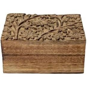 SimbaKart Handcarved Wooden Jewlery Box with Celtic Pentacle in the Centre, Handmade Keepsake, Trinket Box, Treasure Chest for Ring, Bracelet Earings Accessories, Trinket Holder, Watch Box, Home Decor
