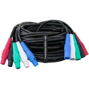 Type SC Entertainment and Stage Lighting Cable, 5 Wire Banded Set (4) #2 and (1) #6 SC Cam Lock Cord, 25 FT