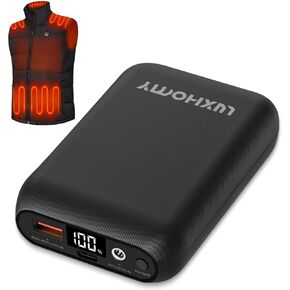 7.4V3A 16000mAh Battery Pack for Heated Vest Heated Jacket, Rechargeable Compact Power Bank for Heated Clothing with DC Port LCD Display
